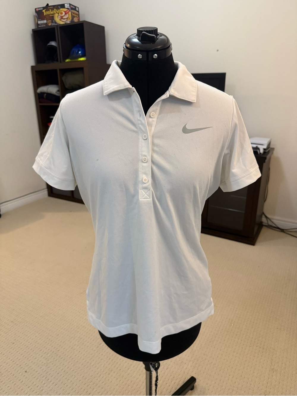 Nike Dri-FIT White Athletic Golf Tennis Polo Shirt Women's Large